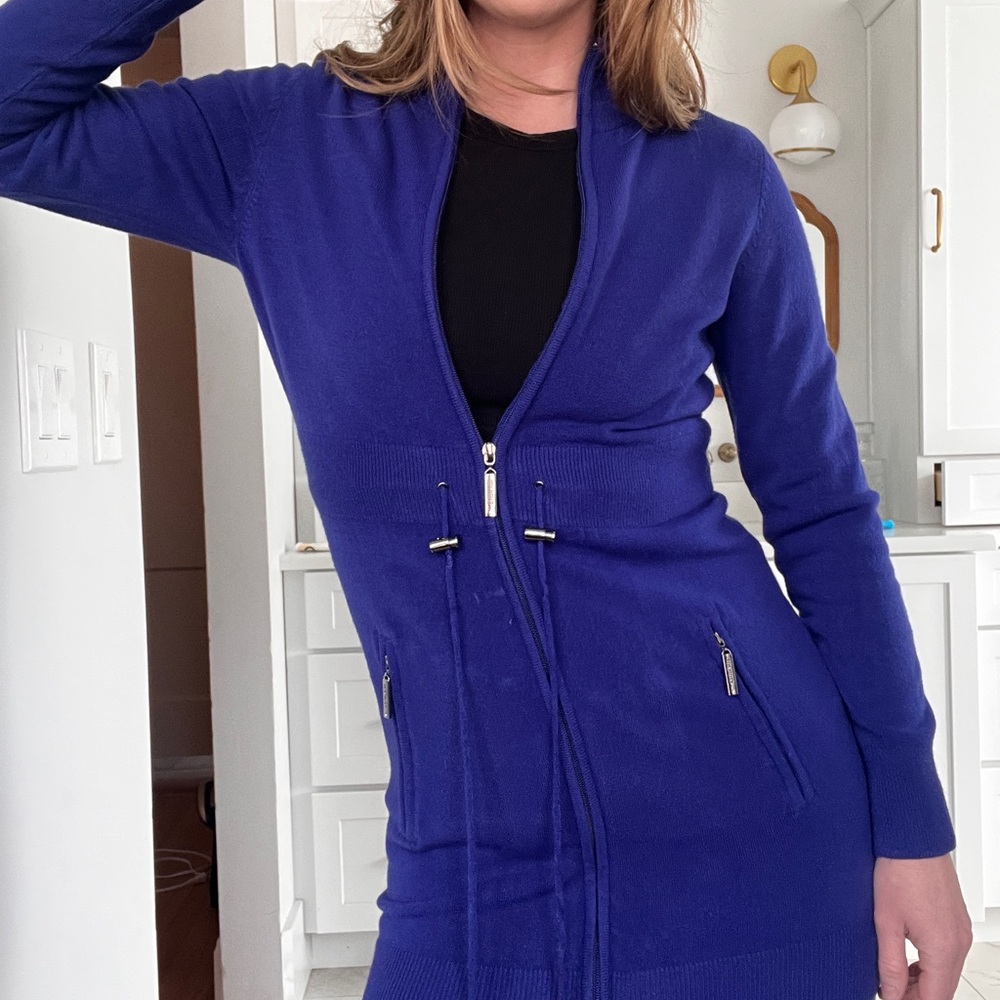 BCBG Max Azria Royal Blue Sweater dress 2 way zip
